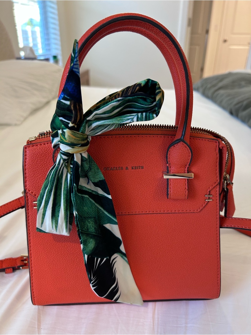 Charles & Keith Coral Top-Handle Satchel